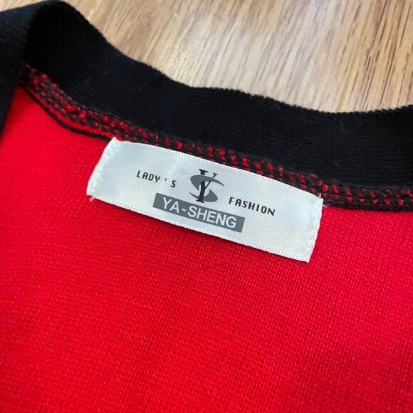 Vintage Holiday Sunflower Sweater Vest Red & Black - Picture 5 of 12